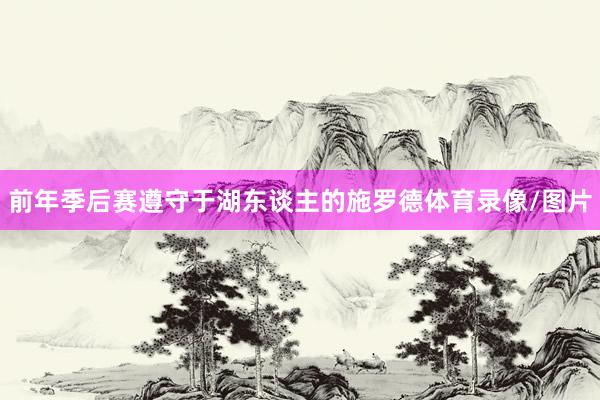 前年季后赛遵守于湖东谈主的施罗德体育录像/图片